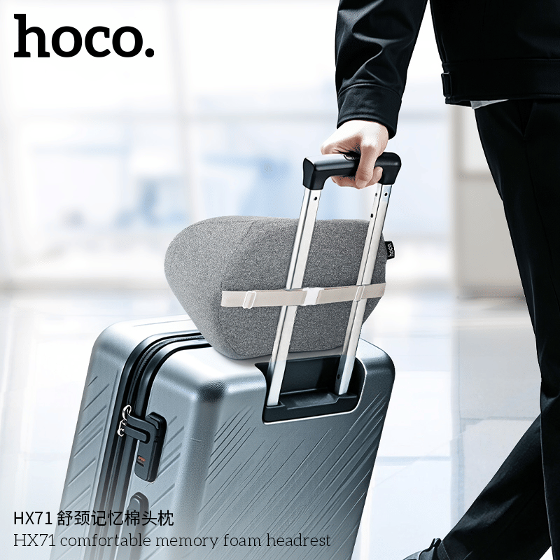 หมอนรองคอเมมโมรี่โฟม HOCO HX71 สีเทา พร้อมสายคาดเบาะในตัว_7